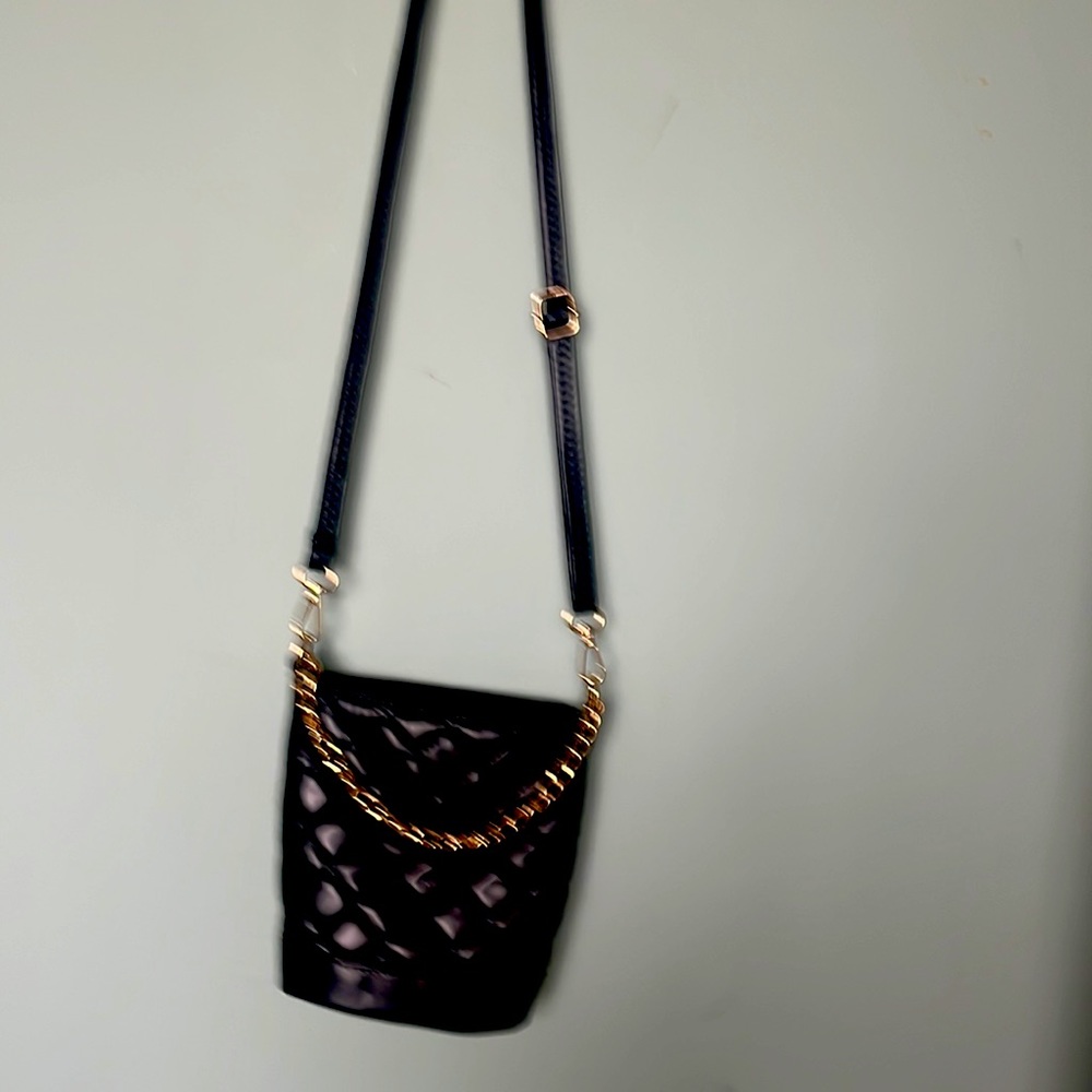 Small black faux cross body bag